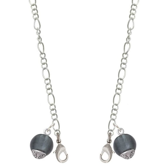 12mm Grey Roller Spinner with Silvertone Lining Glass Spinner Silvertone Face Mask Necklace