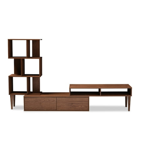 Entertainment Center Unit - Baxton Studio Haversham Mid-century Retro Modern TV Stand Entertainment Center and Display Unit