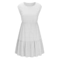 thumbnail image 5 of MaFYtyTPR Women's Summer Midi Dress Short Sleeve High Waist A-line Pleated Casual Dress with Pockets for Summer White S, 5 of 5