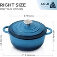 thumbnail image 3 of Trustmade 3 QT Cast Iron Dutch Oven, Enamel Coated Cookware Pot with Self Basting Lid for Home Baking, Braiser, Cooking, Blue, 3 of 8