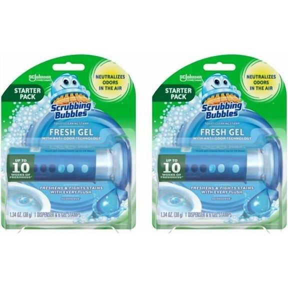 Scrubbing Bubbles Fresh Gel Toilet Bowl 1 Dispenser With 6 Fresh Gel Stamps 2P