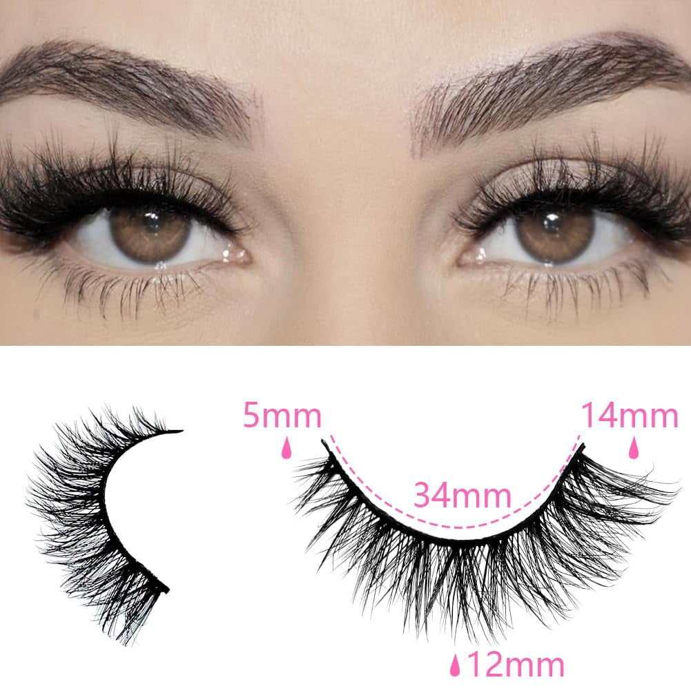 False Eyelashes 48 Pairs Faux Mink Lashes 14mm Wispy Lashes 3D Fluffy Cat Eye Lashes Pack Bulk Wholesale Strip Lashes