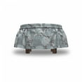 thumbnail image 4 of Floral Ottoman Cover, Soft Shabby Petals Leaf, 2 Piece Slipcover Set with Ruffle Skirt for Square Round Cube Footstool Decorative Home Accent, Standard Size, Taupe Baby Blue White, by Ambesonne, 4 of 5