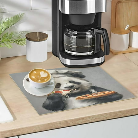 

Panda Chef Hold Pizza Dish Drying Mat 12 x18 Kitchen Counter Dish Pad Microfiber Absorbent Drainer Rack for Coffee Bar