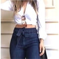 thumbnail image 5 of Womens Denim Pants High Waist Boot Cut Trousers Skinny Bell Bottom Mom Jeans Blue XXL, 5 of 8