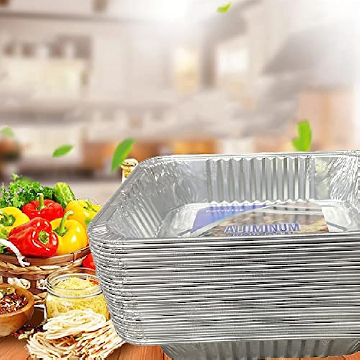 XIAFEI 9x13 Aluminum Foil Pans with Lids (25 Pack) ，Half Size Deep，25 Foil  Pans and 25 Foil Lids，Disposable Food Containers Great for Cooking