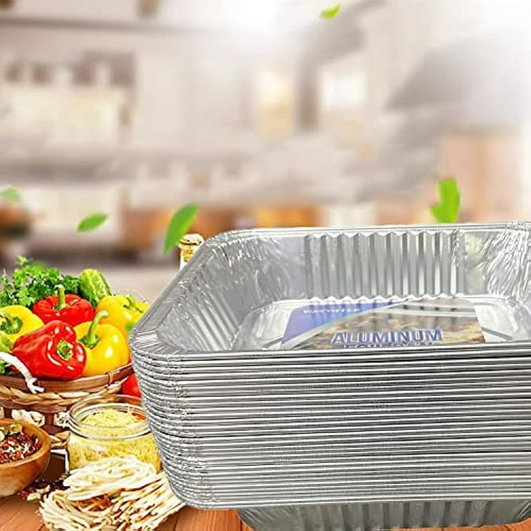 Aluminum Pan 9x13 Disposable Aluminum Foil Pan Half-size Deep Steam Table  Pan Is Super Thick, Suitable for Baking, Cooking, Baking, Heating, Serving  and Lining Steam Table Trays. 
