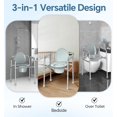 thumbnail image 2 of Bedside Commode with Sturdy Dual-Crossbar Support Construction  Stable Commode Toilet with Bucket   Bedside Commodes for Seniors  Silver, 2 of 7