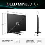 Hisense 75 Class U7 Series Mini-LED ULED 4K UHD Google Smart TV (75U75QG, 2025 Model) - QLED, Native 165Hz, Dolby Vision IQ, Dolby Atmos, Up to 3000 Nits, IMAX Enhanced
