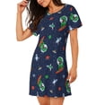 thumbnail image 2 of Fotbe Dinosaur Astronaut Bata de Dormir para Mujer con Estampado, Camisón de Algodón de Manga Corta, Ropa de Dormir Casual, 2 of 6