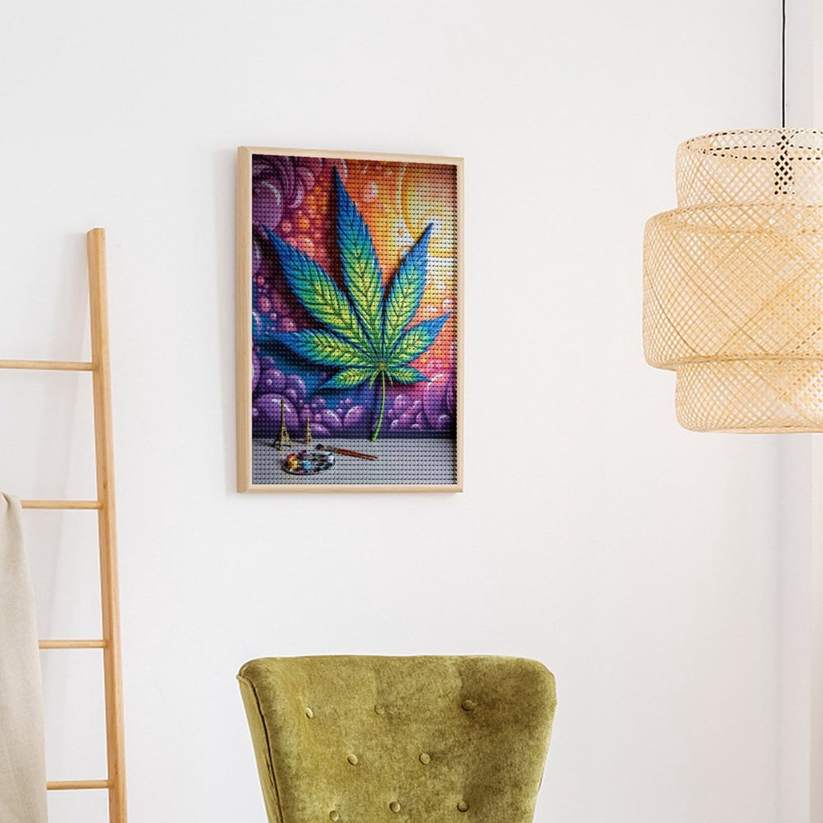 Diamond Art Kits for Adults, Vibrant Leaf Art Wall Decor Colors 5D Diamond Painting Kits for Adults Beginners, DIY Full Drill Diamond Painting, Gem Art and Crafts 12x16