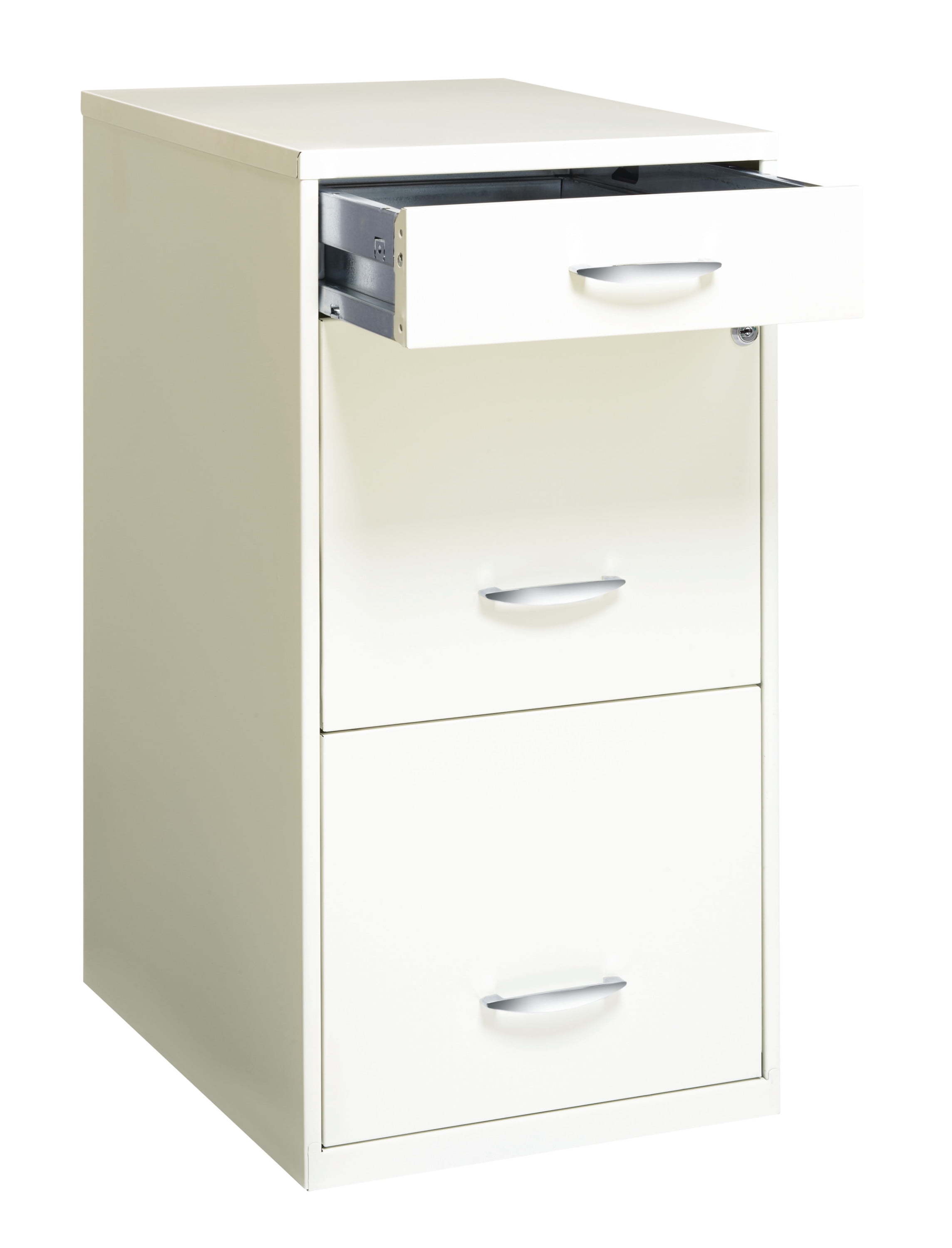 Space Solutions 3 Drawer File Cabinet With Pencil Drawer Pearl