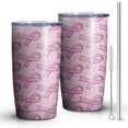 thumbnail image 2 of 20oz Tumblers Pink Breast Cancer Stainless Steel Vacuum Insulated Double Wall Travel Tumbler Cups Mug with Lid and Straw,Cleaning Brush for Cold & Hot Drinks, 2 of 7
