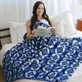 thumbnail image 2 of Catalonia Fleece Throw Blanket for Couch, Lightweight All Seasons Soft Cozy Moroccan Blanket for Home Living Room Decorative, 50'' x 60'', Blue, 2 of 7