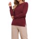 thumbnail image 1 of Suéteres de punto para mujer, de manga larga, cuello redondo, tops casuales para outfit de otoño 2025 M color rojo vino, 1 of 6