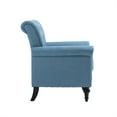 thumbnail image 6 of Mid-Century Accent Chair, Comfy Linen Button Tufted Upholstered Armchair with Arms and Wood Legs Vintage Single Sofa Chair Leisure Lounge Chair Accent Chair for Living Room Bedroom, Light Blue, 6 of 7