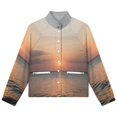 thumbnail image 4 of Jackets for Women Winter Coat Jackets Flannel Stand Collar Jacket(Sunset Over Calm Sea,Size:S-4XL), 4 of 7