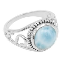 Earth Gems Jewelry Natural Larimar 925 Sterling Silver Handmade Statement Ring for Women