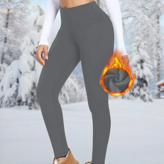 XFLWAM Women's Fleece Lined Leggings with Pockets Thermal Warm Winter Tights Butt High Waist Tummy Control Yoga Pants