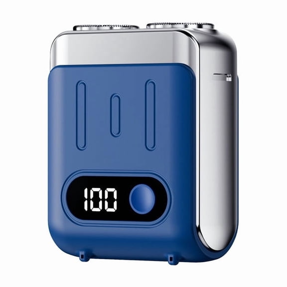Portable Dual Ring Electric Shaver, Mini Portable Electric Razor for Men, Travel Beard with Double-Ring Blades, USB Rechargeable Waterproof Shaver for Car, Travel, Office, Home Use, 10000Rpm (Blue)