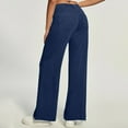 thumbnail image 5 of QATAINLAV Womens Wide Leg Yoga Pants with Pockets High Waist Pull On Jeans Solid Color Casual Strechy Denim Trousers, Dark Blue, S, 5 of 9