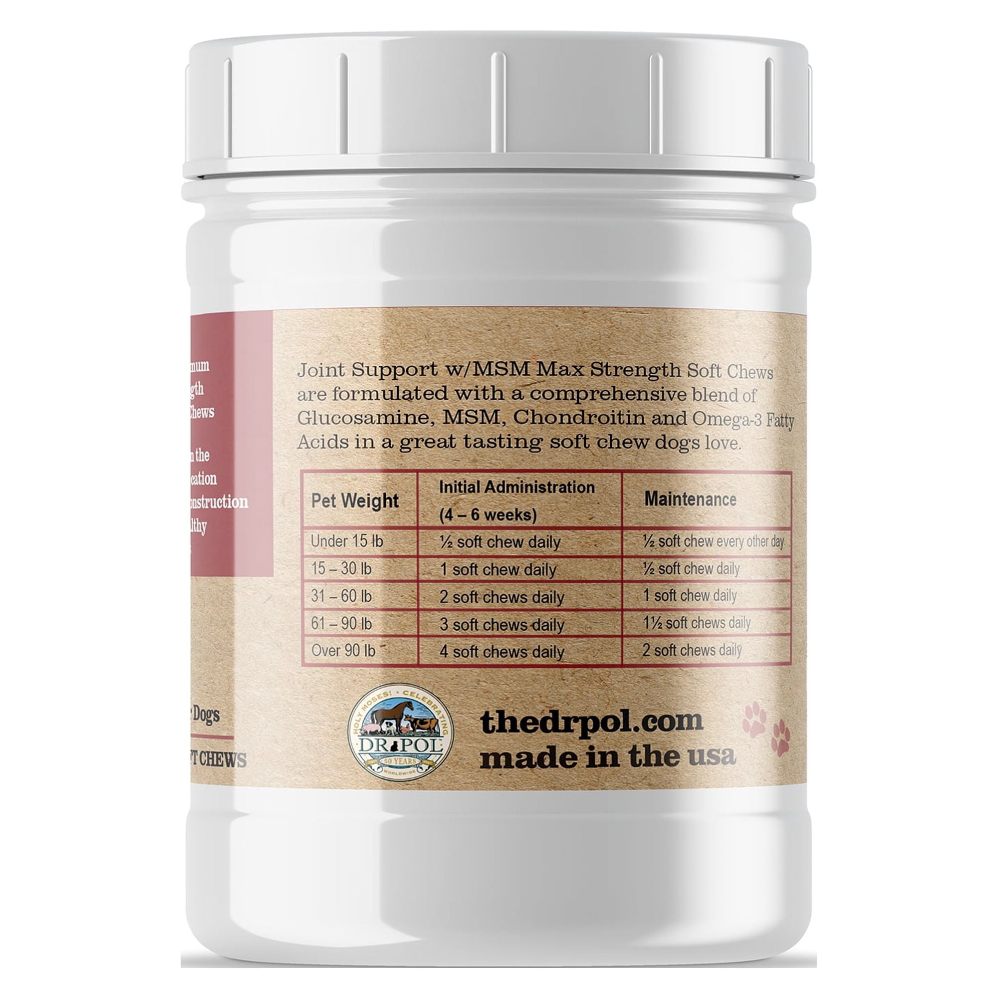 Dr. Pol Mobility Chews with MSM - Glucosamine for Dogs 50 Count