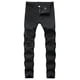 thumbnail image 1 of Pantalones vaqueros largos para hombre, vaqueros rotos, con cremallera, lavados, elásticos, tendencia para exteriores, pantalones vaqueros para hombre., 1 of 9