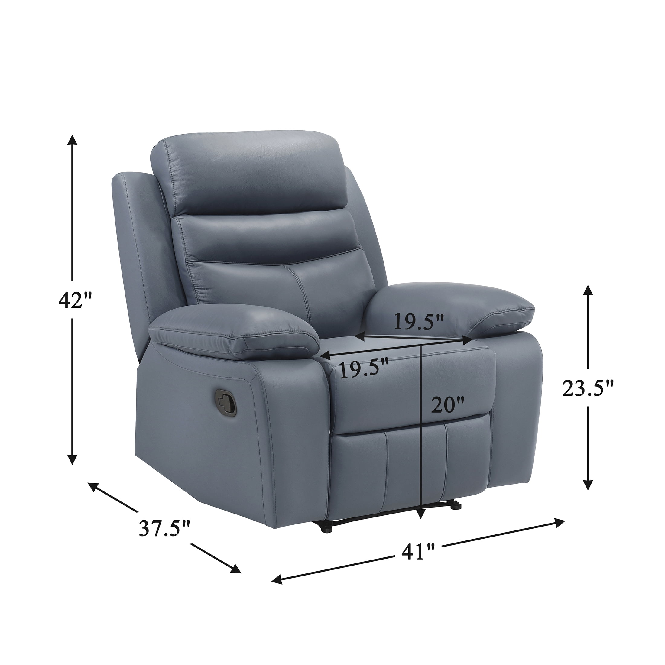 OakvillePark Blossomreach Leather Match Manual Recliner, Blue