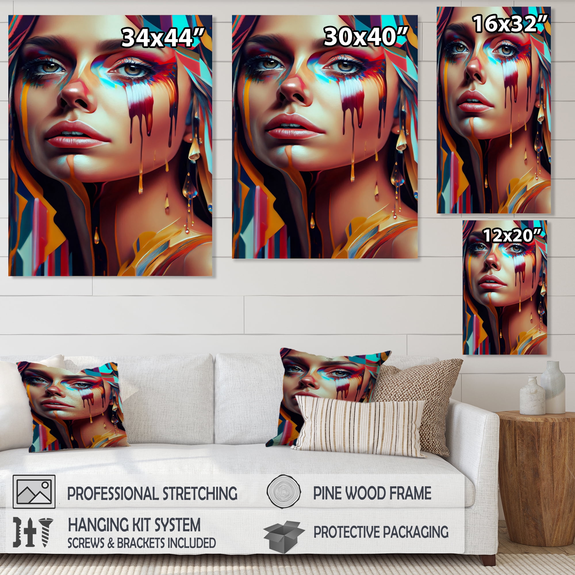 Designart Vibrant Creative Woman Portrait IV Canvas Wall Art