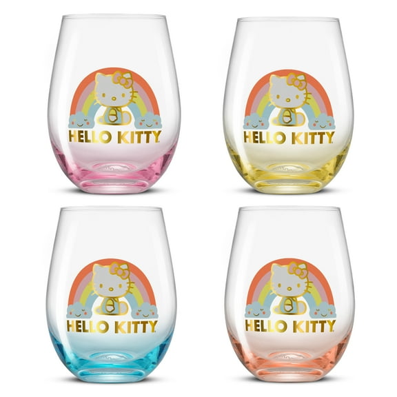 Hello Kitty Sweet Rainbow Stemless Drinking Glasses - 19 oz - Set of 4