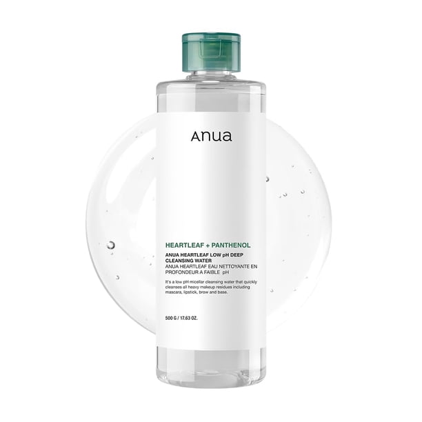 Agua limpiadora ANUA Heartleaf, bajo pH, 500 ml, piel sensible