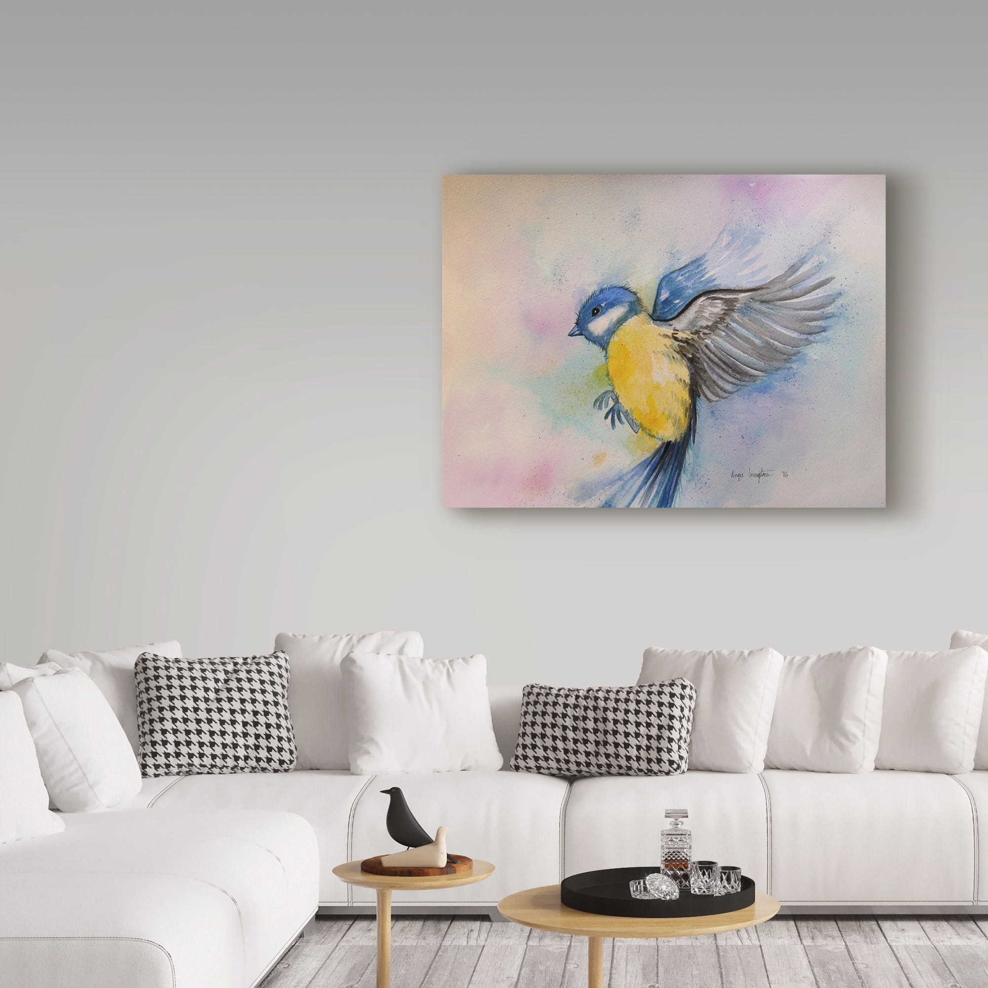 Trademark Fine Art 'Bluebird Yellow' Canvas Art by Angie Livingstone