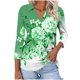 thumbnail image 1 of Camiseta de Solapa de Cuello en V de la Manga Superior de 3/4 de las Mujeres, Uso Diario Cómodo Casual, 1 of 5