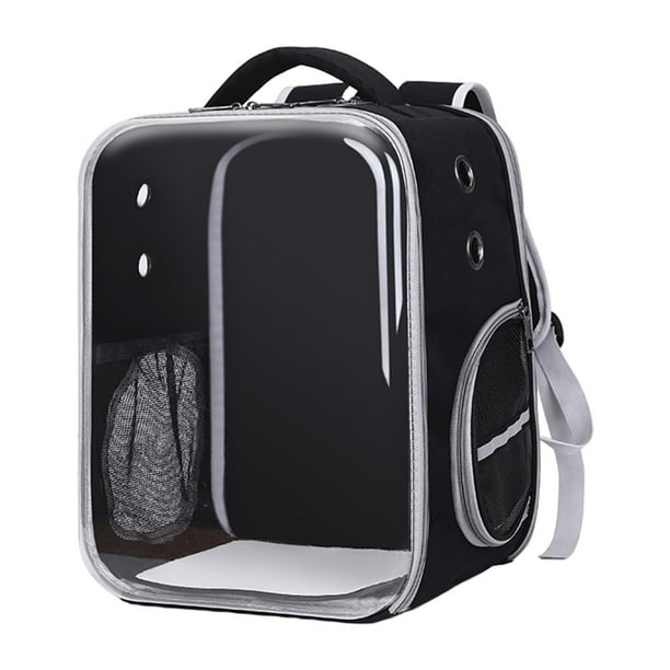 Bolso transportín para gatos con doble correa para el hombro, de tela Oxford, ideal para pasear. D-negro