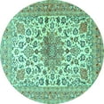 thumbnail image 1 of Ahgly Company Indoor Round Medallion Turquoise Blue Traditional Area Rugs, 5' Round, 1 of 4