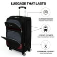 thumbnail image 3 of New York Xpress 3 Piece Softside Luggage Set (20"/24"/28") Lightweight Expandable Suitcase with Spinner Wheels, Black/Burgundy, WD8815, 3 of 11