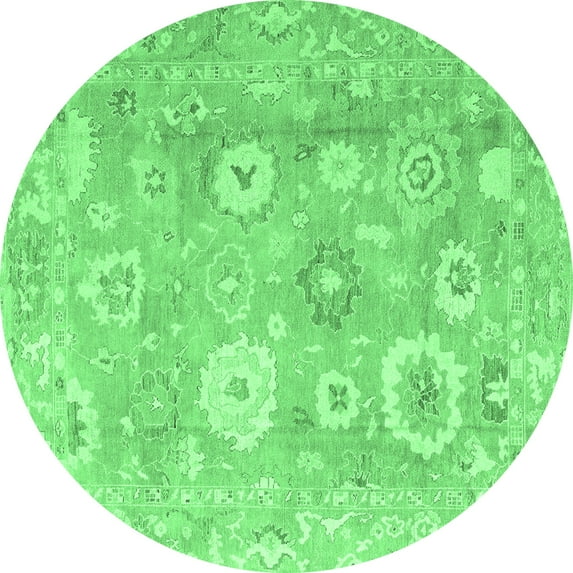 Ahgly Company Indoor Round Oriental Emerald Green Traditional Area Rugs, 4' Round