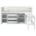 thumbnail image 6 of Twin Size Low Loft Bed With Pull-Out Desk, Drawers, Cabinet, And Shelves For White Color, 6 of 9