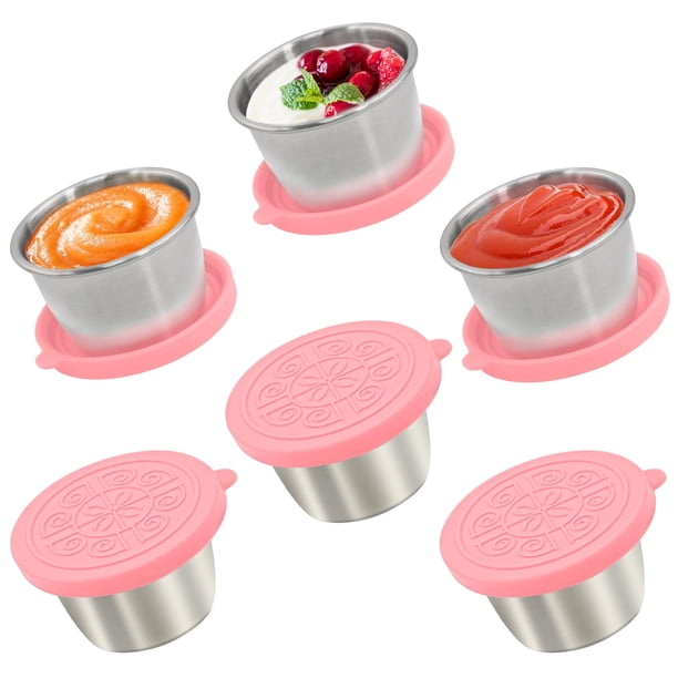 Recipiente para aderezo para ensaladas Qukaka, 80 ml x 6, inoxidable, a prueba de fugas