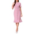 thumbnail image 2 of INSPIRE CHIC Women's Short Sleeve Mermaid Dress 2025 Elegant Work Fishtail Tweed Bodycon Dresses L Pink, 2 of 5