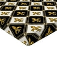 thumbnail image 4 of Ambesonne Fleur de Lis Fitted Sheet, Medieval Leaf Motif, Full Size, Black White Dark Mustard, 4 of 5