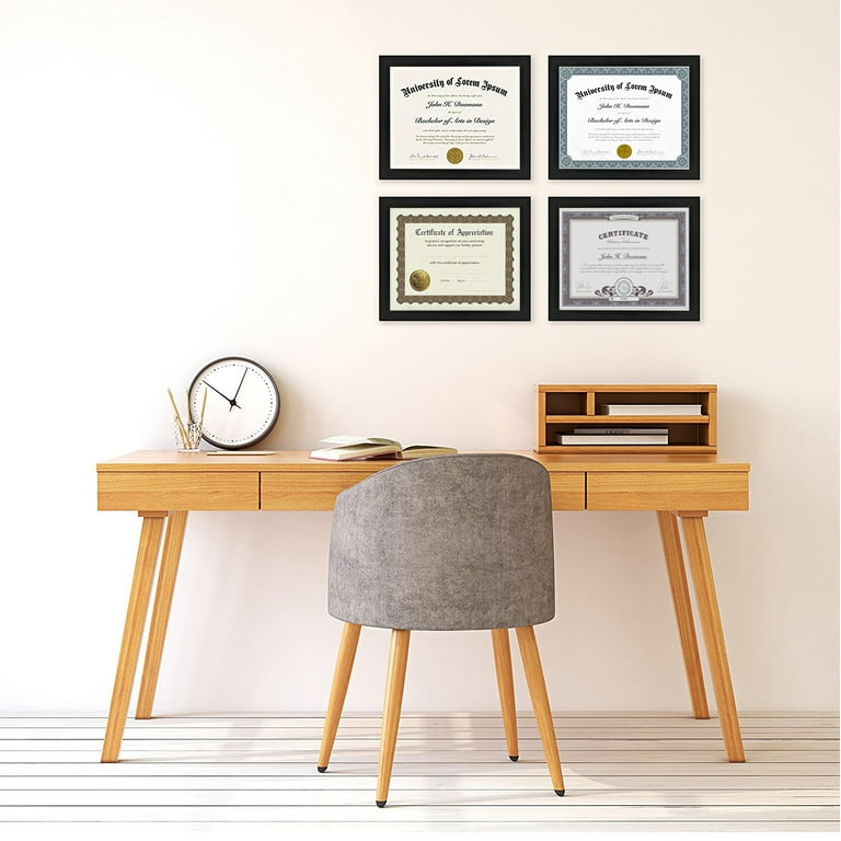 Easel And Hanger Backs For 8.5x11 Photo Frames - Adjustable Tabletop Stand & Wall Hanger Kit, Matte Black Finish