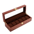 thumbnail image 4 of KAKOWELY Watch Box 1Pc 6 Slots Vintage Watch Box Wooden Watch Storage Box Watch Display Box12.6"X4.45"X3.27", 4 of 5