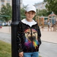 thumbnail image 3 of FKELYI Kids Zip Up Hoodies with Pockets Fall Sweatshirt Splatter Otter Print Jacket Winter Top Girls Hooded Activewear Long Sleeve Hoodie for Travel Sport, M, 3 of 6