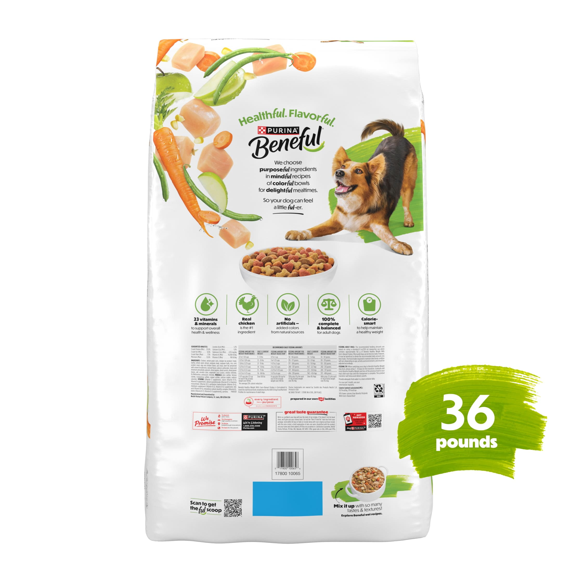 Purina Beneful Healthy Weight with Farm-Raised Chicken Natural Dog Food Dry Formula with Added Vitamins, Minerals and Nutrients, 36 lb Bag