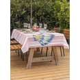 thumbnail image 3 of Outdoor Tablecloth with Umbrella Hole for Patio/Picnic/Party/Camping, Pink Shell Coastal Waterproof Table Cloth Rectangle Table Cover Washable, Summer Beach Conch Ocean Striped (54"x 80"), 3 of 9