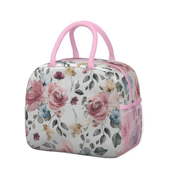 Reusable Floral Lnsulated Lunch Bag for Women & Men-Leakproof Water-Resistant Cooler Tote,Large Capacity(10.6x8.7x6.3in)for Work,Office,Travel,Picnic,Beach.