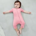thumbnail image 7 of Avrnliq Pink Unisex Kids Zip-Up Romper Ultra-Soft Short Sleeve Tag-Free Diaper-Change Friendly Breathable Kids One-Piece for 0M-18M,Size 12 Months, 7 of 7