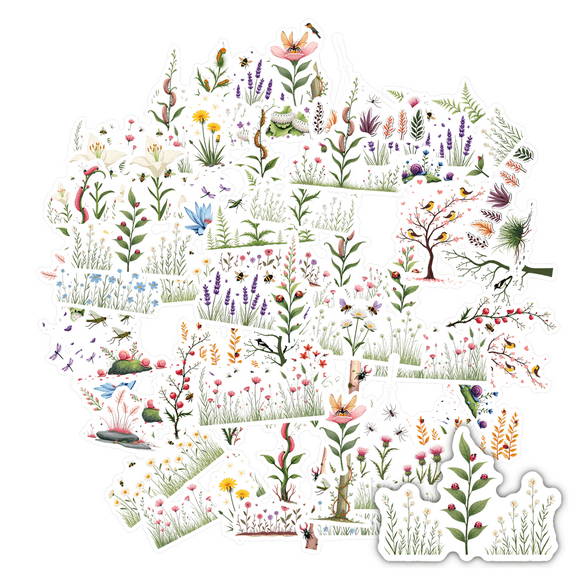 Vibrant Plant Stickers Nature Botanical Stickers Flower DIY Stickers for Laptops Suitcases Notebooks