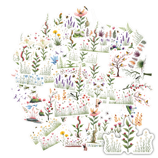 Vibrant Plant Stickers Nature Botanical Stickers Flower DIY Stickers for Laptops Suitcases Notebooks